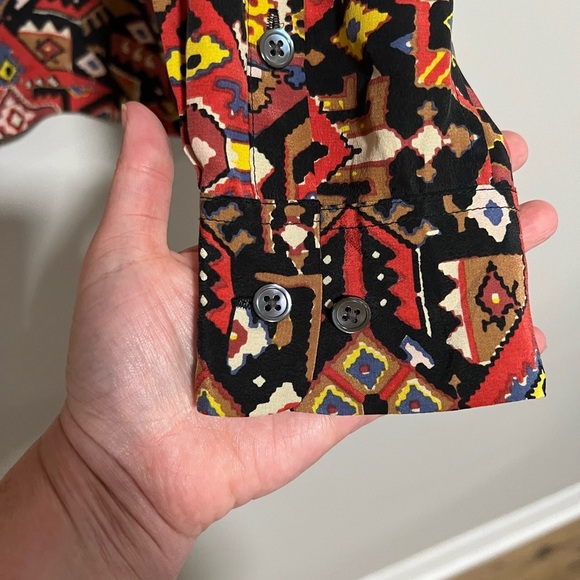 Equipment Liam Southwest Aztec Boho Print Silk Top Size Medium - Picture 4 of 7